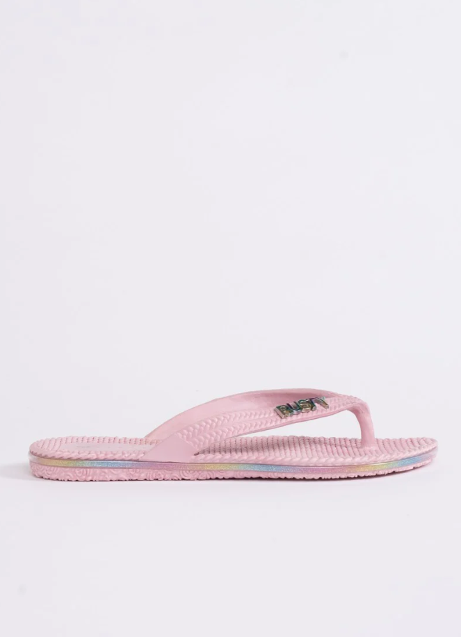 Rusty Flippin Thongs Girls Pink Nectar/Rainbow