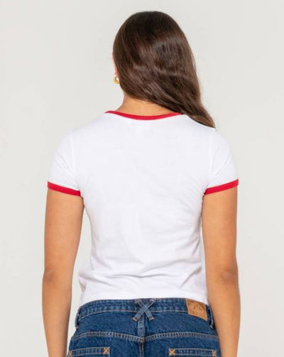 Rusty Bonnes Vacances Ringer Baby Tee