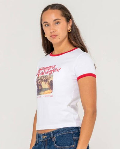 Rusty Bonnes Vacances Ringer Baby Tee