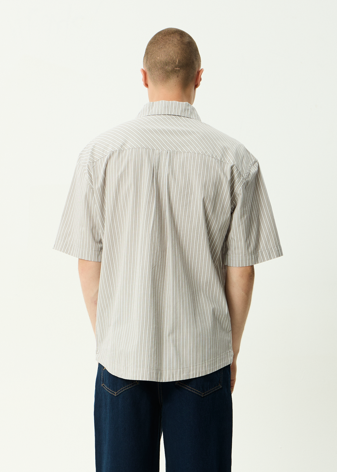 Afends Lennox - Short Sleeve Shirt - Olive Stripe