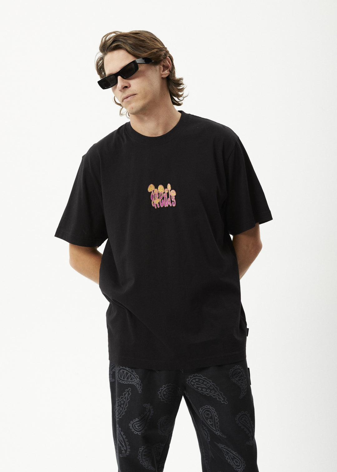 Afends Psychedelic  Retro Graphic T Shirt  Black