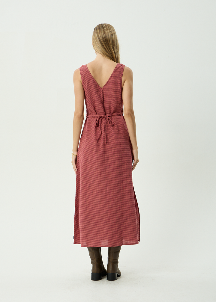 Afends Tully - Seersucker Maxi Dress - Indy Rose Check