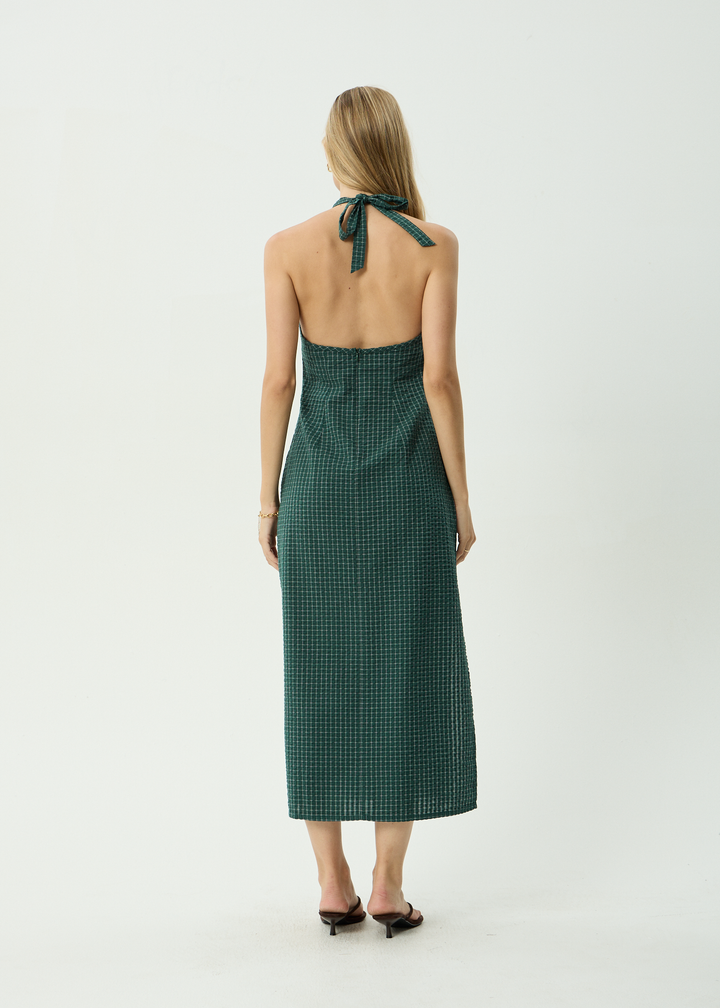 Afends Alexa - Seersucker Maxi Dress - Reverb Pine Check
