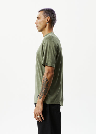 Afends Classic  Hemp Retro T Shirt  Military