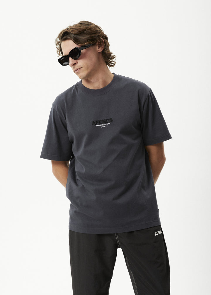 Afends Vinyl  Retro Logo T Shirt  Charcoal
