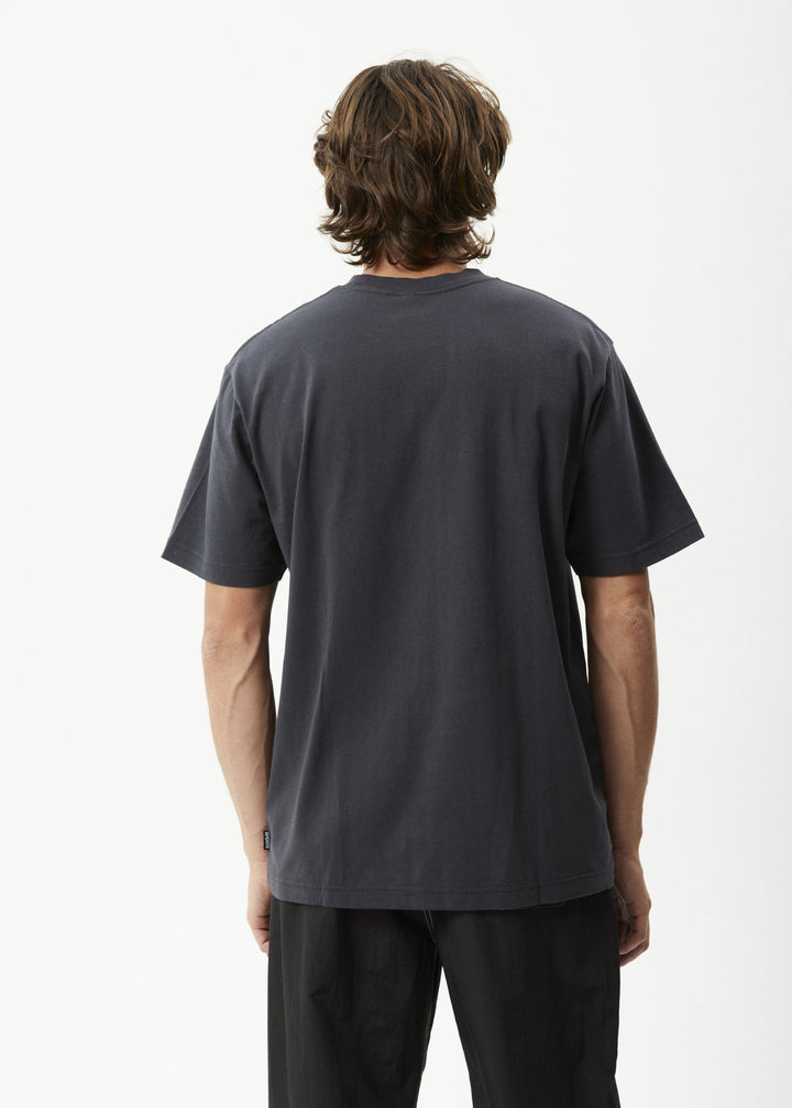 Afends Vinyl  Retro Logo T Shirt  Charcoal