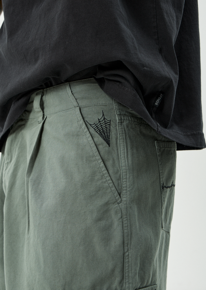 Afends Summit - Pleated Cargo Short 22" - Washed Sycamore