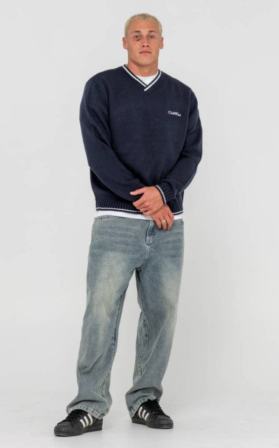 Rusty Venom Vee Neck Knitted Crew