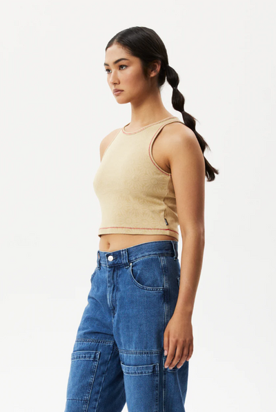 Afends Dandy Pearly Recycled Rib Cropped Singlet