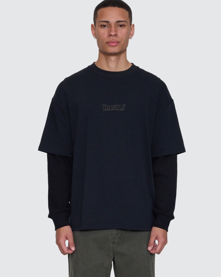 Thrills Web Of Deceit Layer Box Crop Oversize Long Sleeve Tee