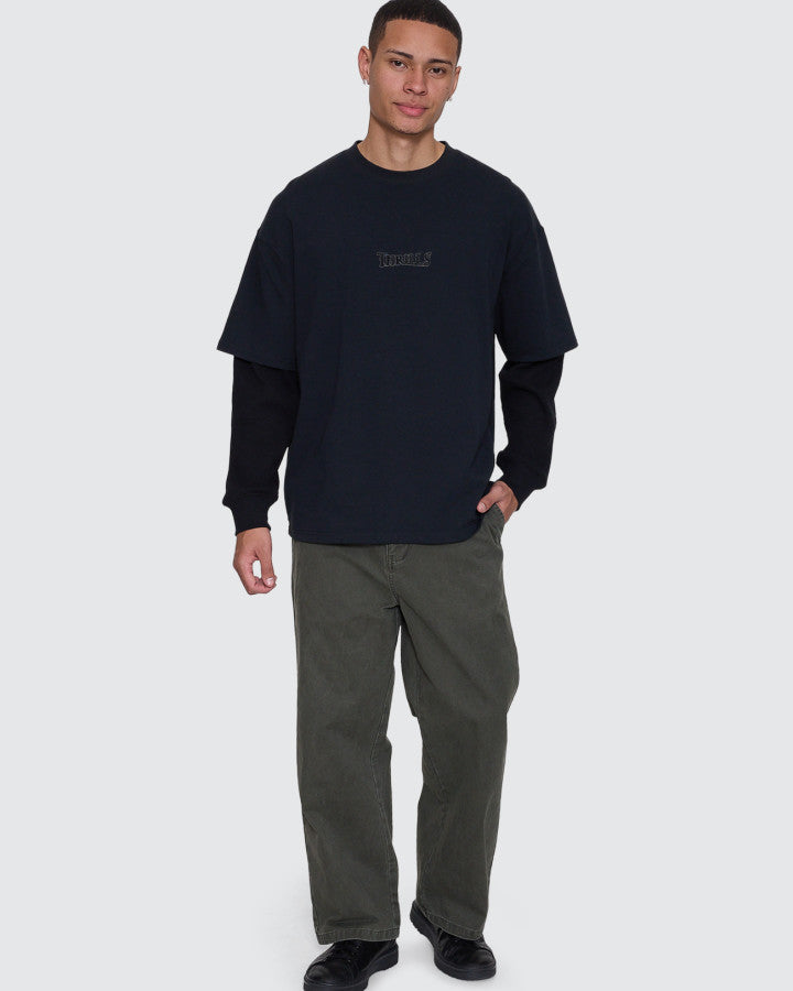 Thrills Web Of Deceit Layer Box Crop Oversize Long Sleeve Tee