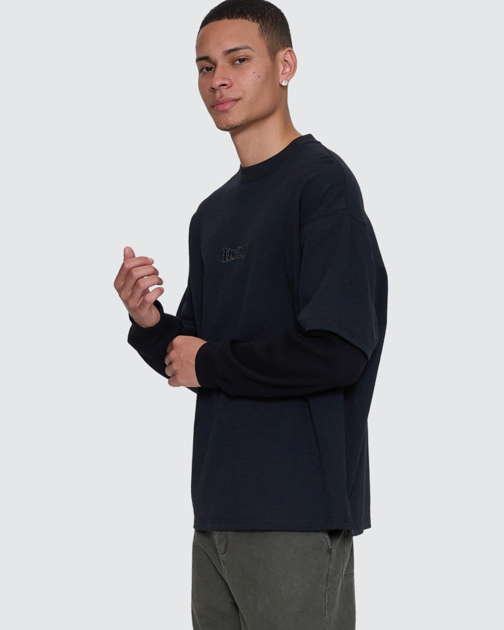 Thrills Web Of Deceit Layer Box Crop Oversize Long Sleeve Tee