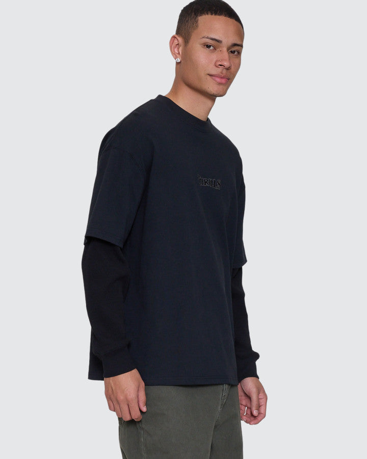 Thrills Web Of Deceit Layer Box Crop Oversize Long Sleeve Tee