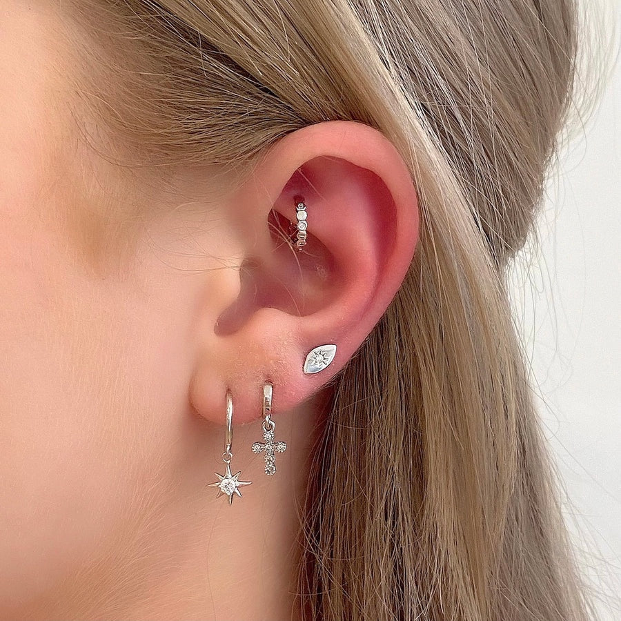 Blush &amp; Co Tiny Cross Charm Huggie Earring