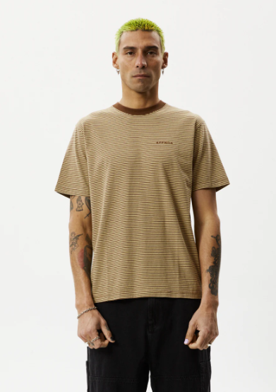 Afends Invisible  Retro T Shirt  Toffee Stripe