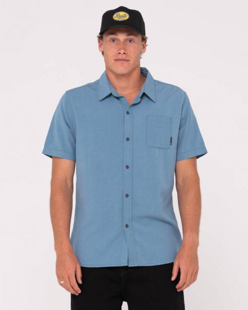 Rusty Overtone SS Linen Shirt Yonder Blue