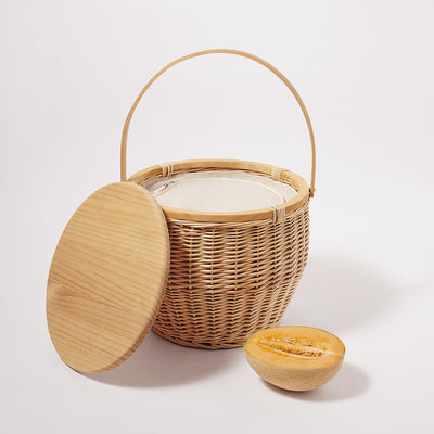 Sunnylife Round Picnic Cooler Basket Natural