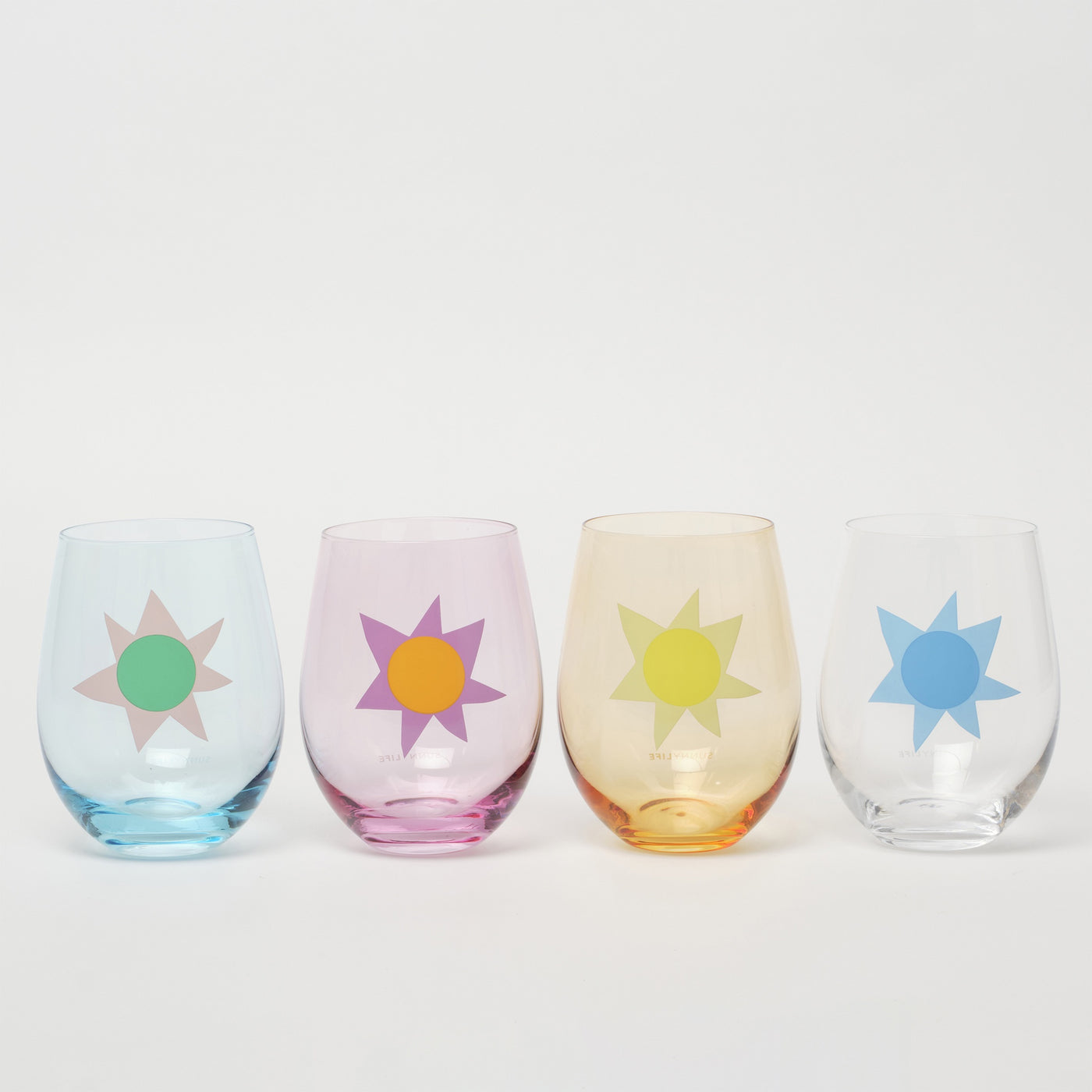 Sunny Life Stemless Glass Tumblers Utopia Multi Set of 4