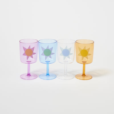 Sunny Life Poolside Wine Glass Utopia Multi Set of 4