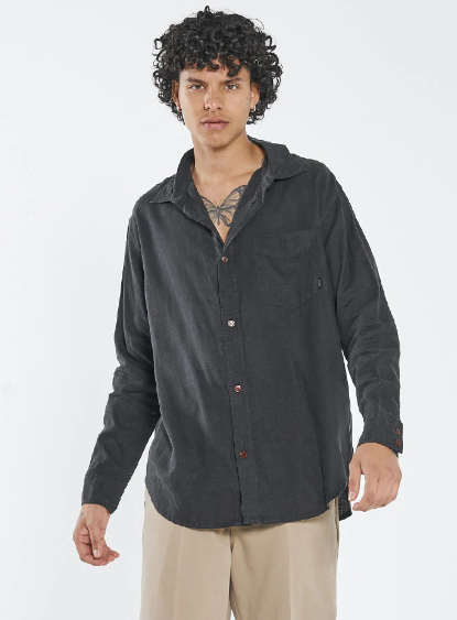 Thrills Hem Minimal Thrills Oversize Long Sleeve Shirt Black