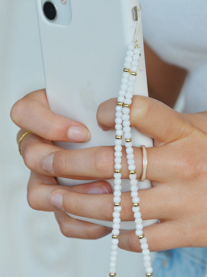 Arms Of Eve Luna White Beaded Wristlet Phone Strap