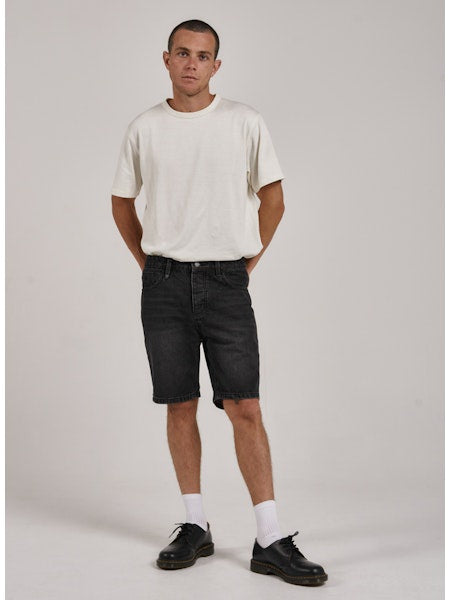 Thrills Chopped Hem Denim Short - Smoke Black