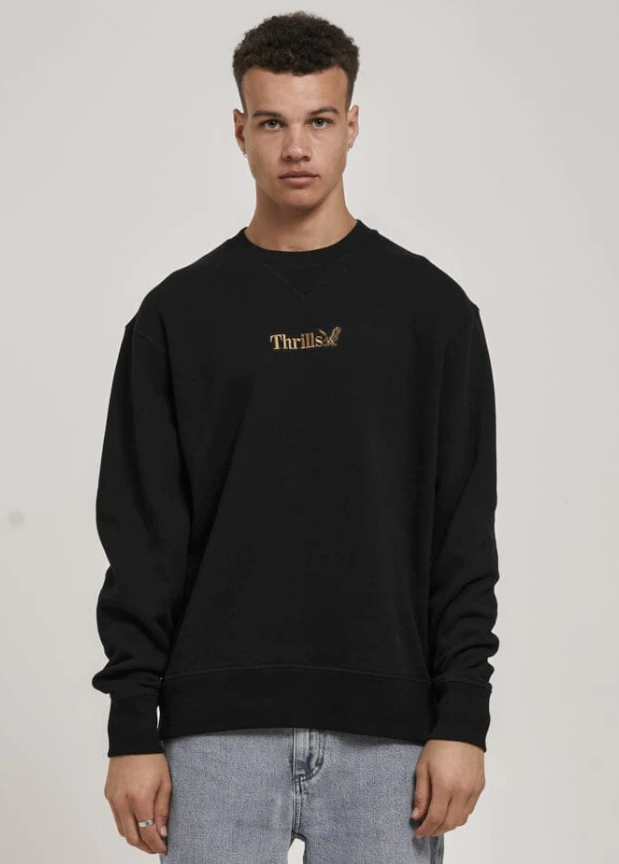 Thrills Workwear Embro Oversize Fit Crew Black