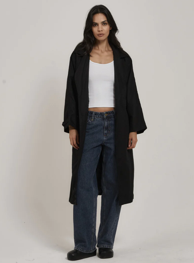 Thrills Discovery Trench Coat Black