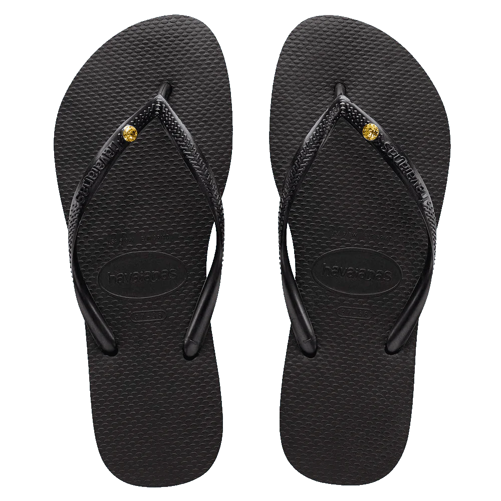 Havaianas Slim Coloured Crystal SW II Black/Sunflower