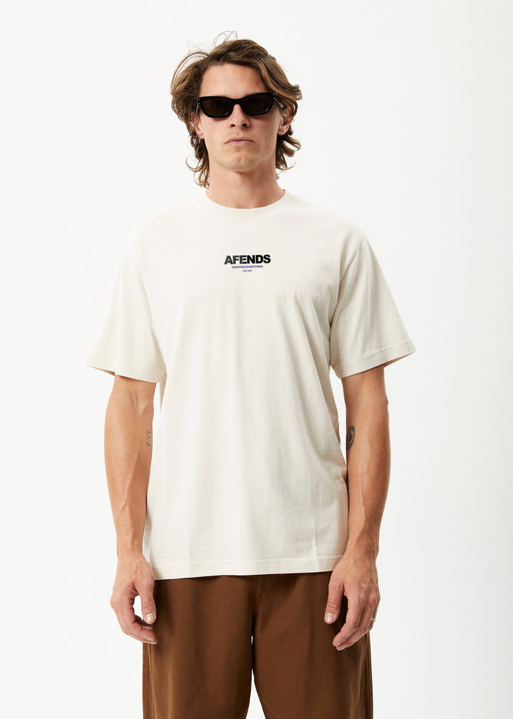 Afends Vinyl  Retro Logo T Shirt  Moonbeam