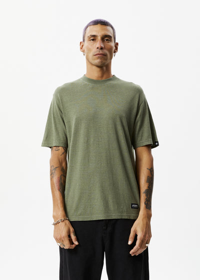 Afends Classic  Hemp Retro T Shirt  Military