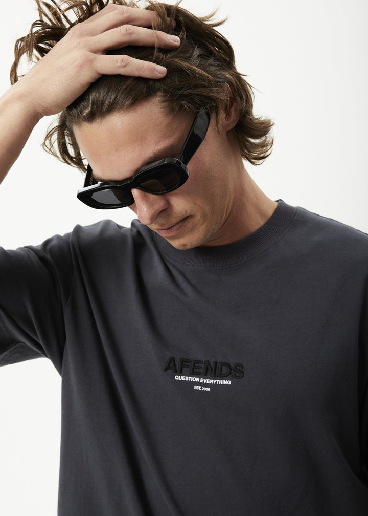 Afends Vinyl  Retro Logo T Shirt  Charcoal