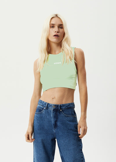 Afends Orchid  Recycled Cropped Singlet  Pistachio