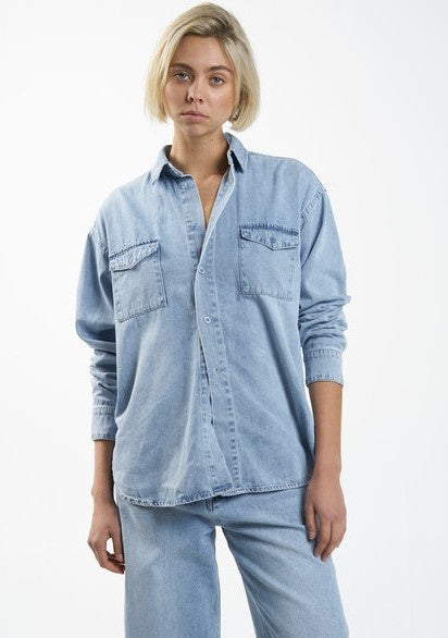 Thrills Adrian Denim Shirt - Endless Blue